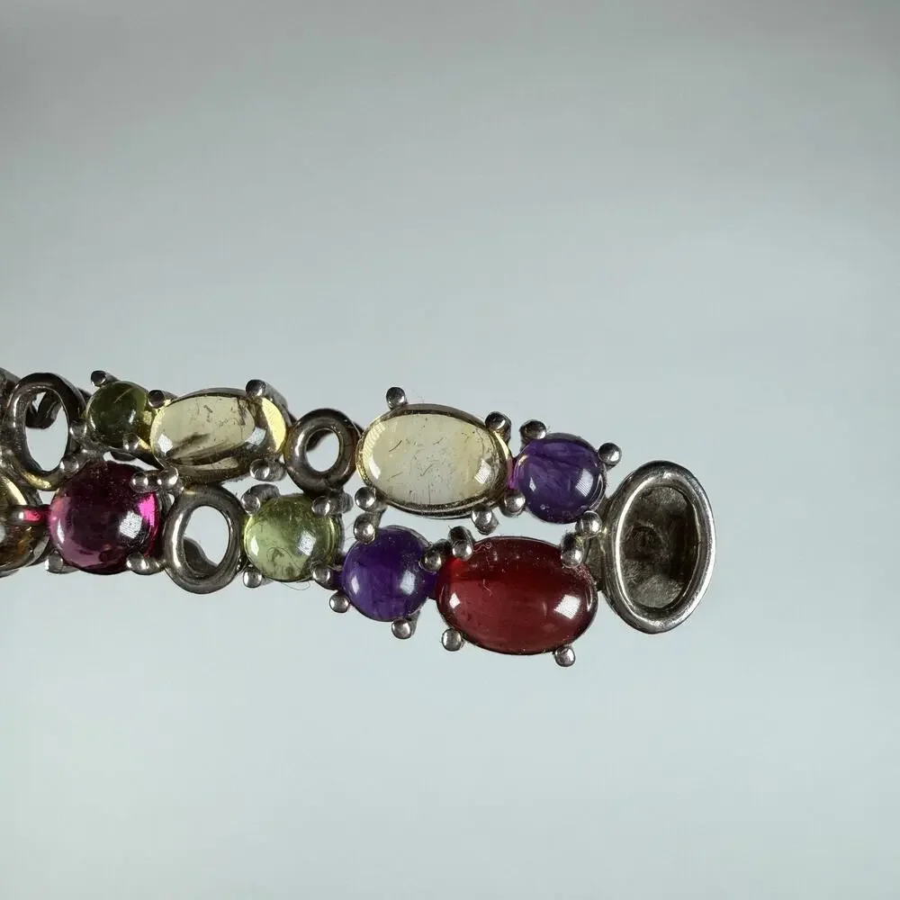 Sterling Silver 925 Talbot's Multicolor Gem Gripoix Style pendant 4.74g vintage